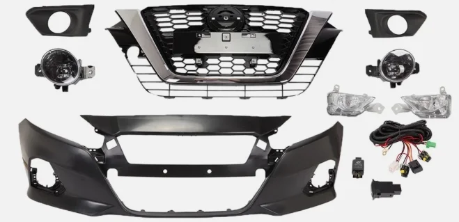 2019 - 2022 Nissan Altima Front Bumper Cover +Grill Fog Light Kit