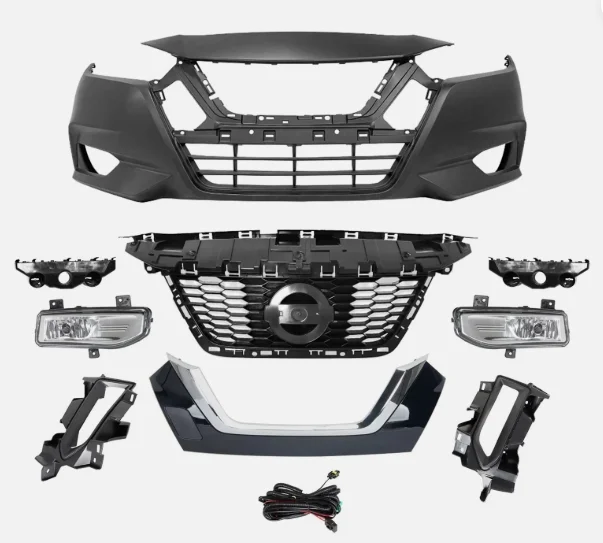 2020 - 2022 Nissan Versa Front Bumper Cover + Grille With Fog Light Complete Kit