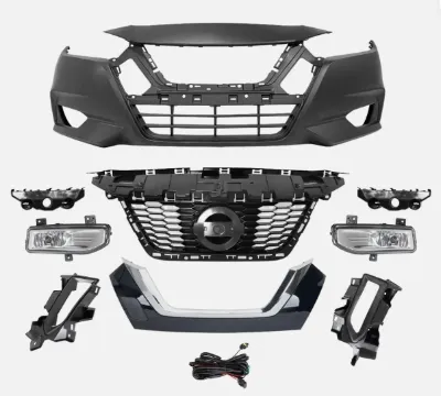 2020 - 2022 Nissan Versa Front Bumper Cover + Grille With Fog Light Complete Kit